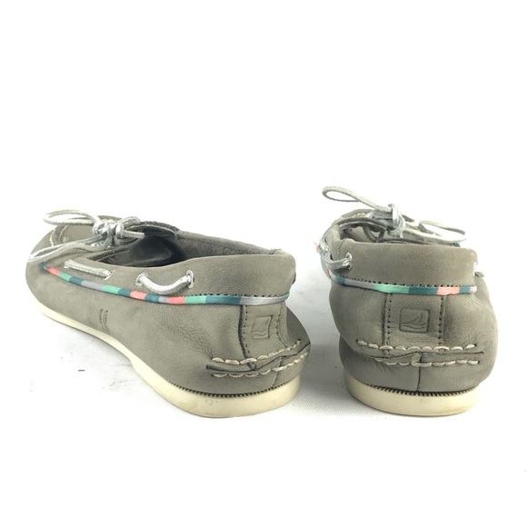 Sperry Audrey Gray Boat Shoe Satin Trim Grey Sz 9 - Picture 5 of 8